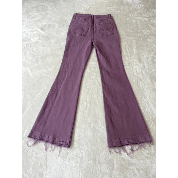 IDYLLWIND Pink Wide Flare Women's High Rise Jeans Raw Hem Size 4W 32L - Picture 10 of 10